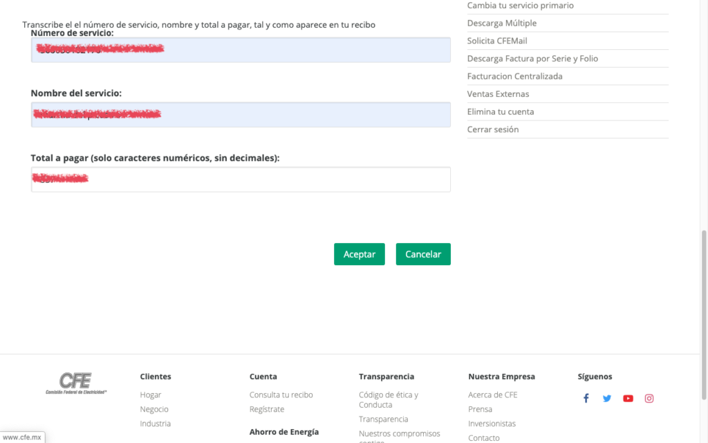 ingreso datos alta recibo luz