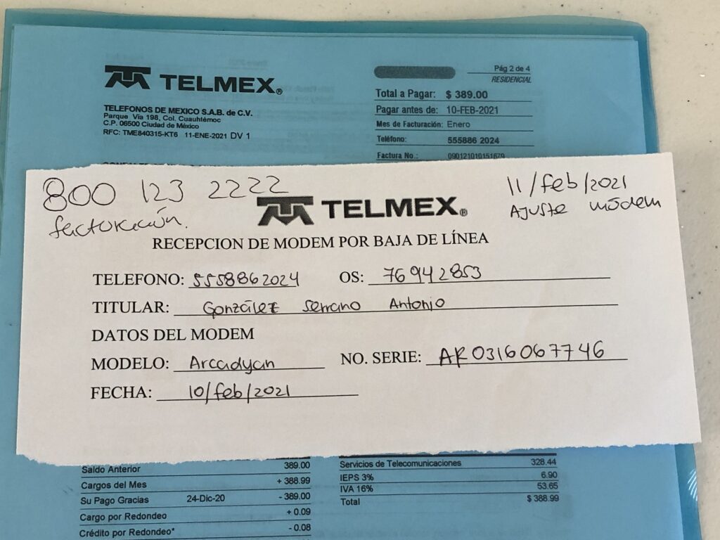folio cancelar telmex